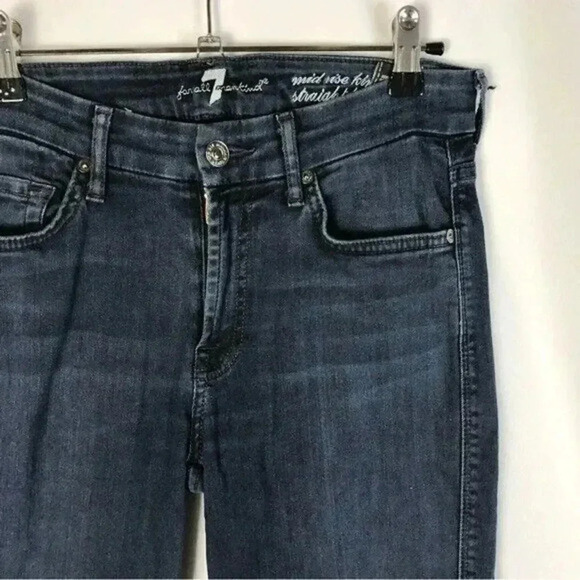 7 For All Mankind Dark Blue Mid Rise Kimmie Straight Leg Jeans 27 - Picture 4 of 4